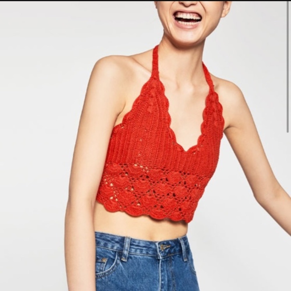 Zara Red Crochet Halter