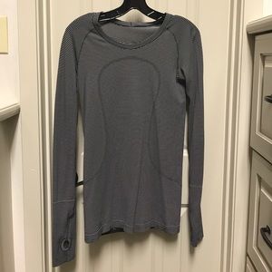 Black and White Striped Lululemon Top