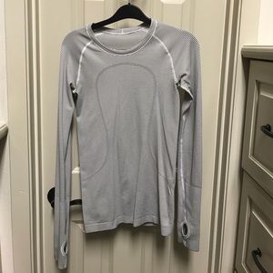 White and Black striped Lululemon top