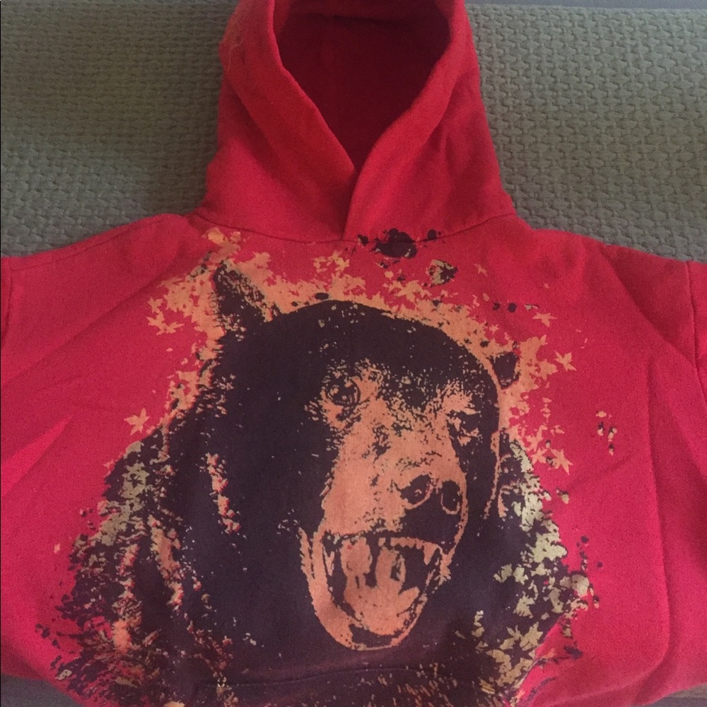 Screen printed bear hoodie
