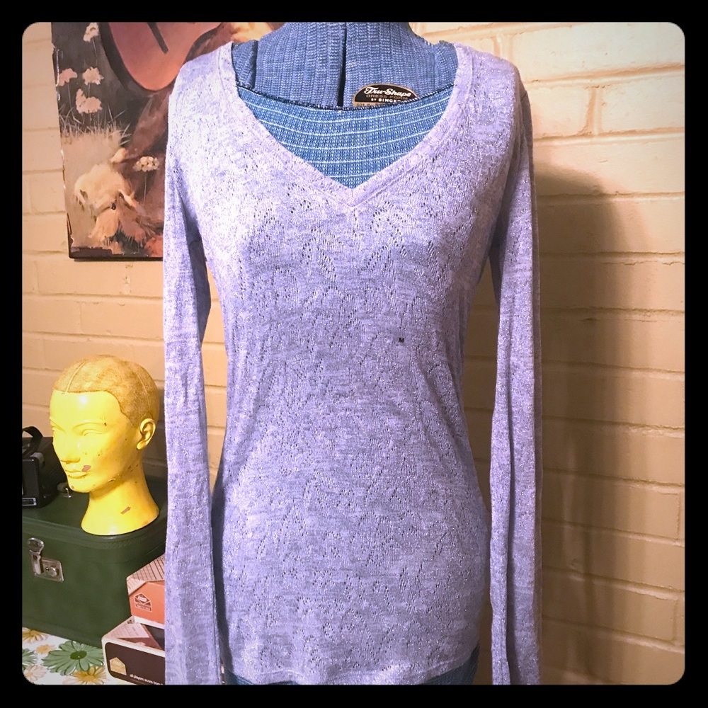 NWT Super Comfy Blue/Grey Long Sleeve Thin Sweater