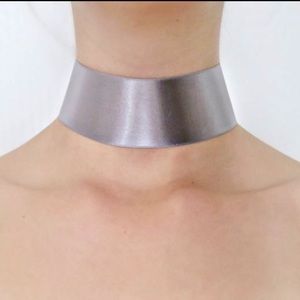 Silver Satin Choker Necklace