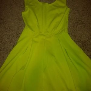Lime green skater mini dress backless