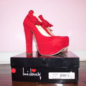 Red platform heels! Worn once
