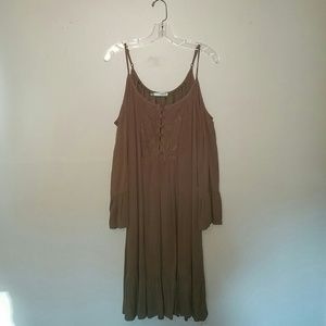 Cold Shoulder Embroidered Dress