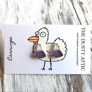 Chemistry Beaker Stud Post Earrings