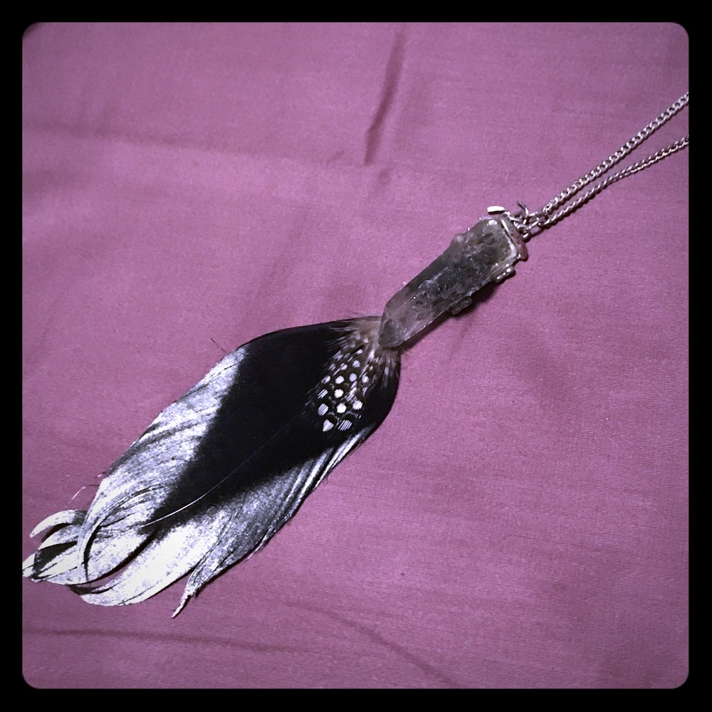 Bohemian Festival Feather Crystal Necklace