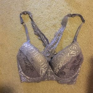 Smoky Lavender Lace Racerback Padded Bralette