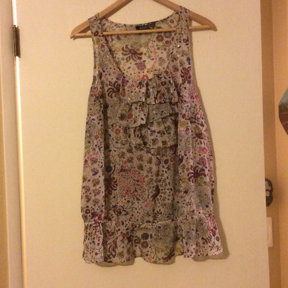 Semi-sheer ruffled top