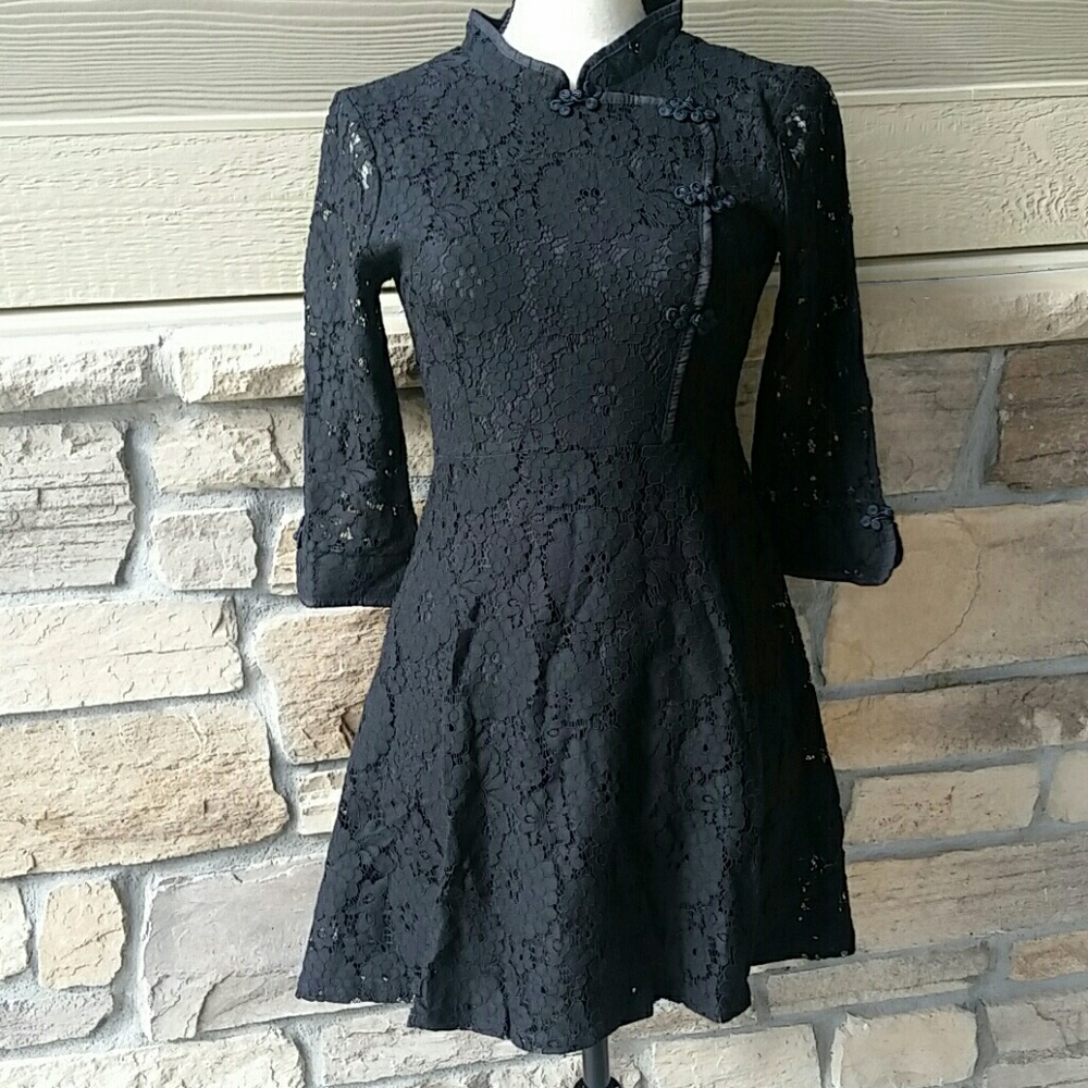 One Left!♡Vintage Cheongsam Lace Mini Dress - Picture 2 of 5