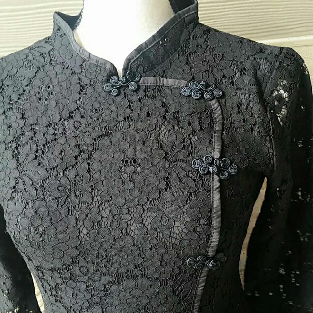 One Left!♡Vintage Cheongsam Lace Mini Dress - Picture 3 of 5