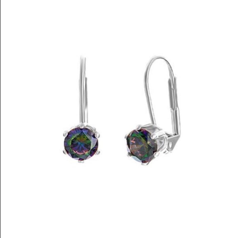 Sevil 925 Topaz & Silvertone Round Drop Earrings