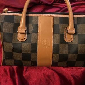Authentic Fendi Boston Satchel Checkered handbag