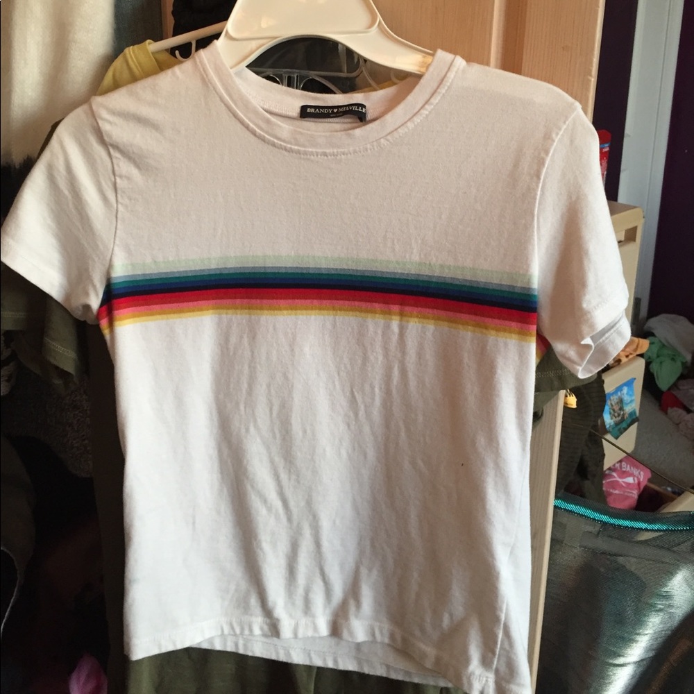 Brandy Melville Rainbow stripe tee