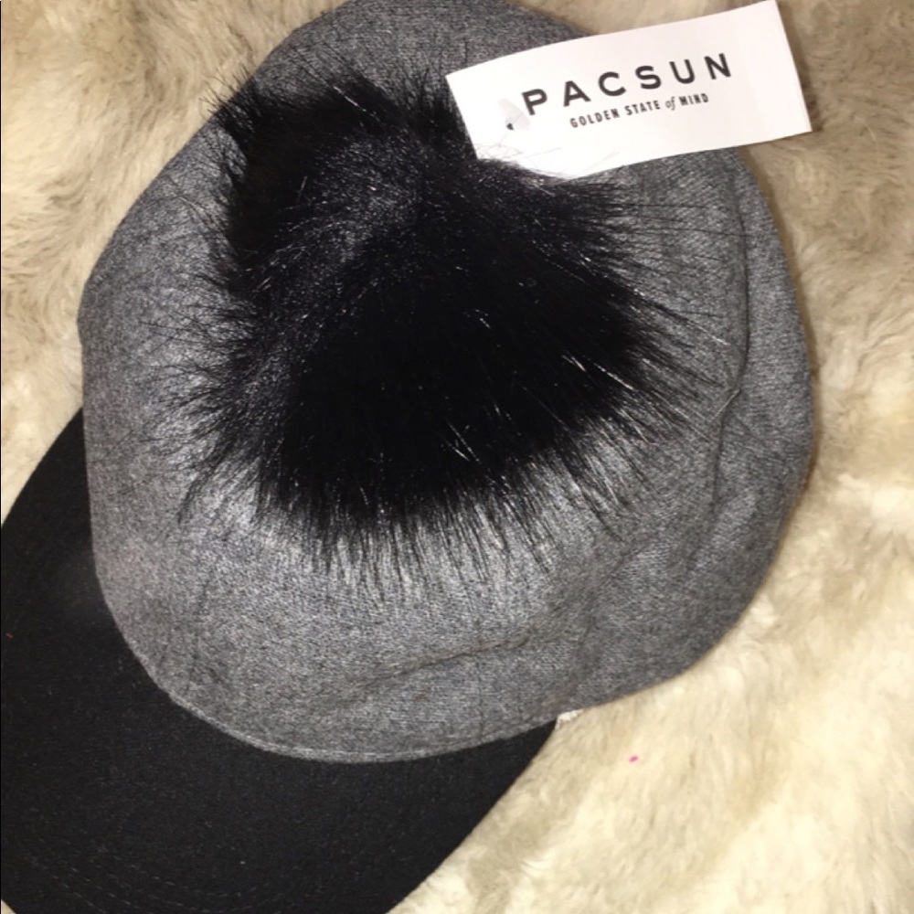Pacsun Gray/Black Pom Pom Baseball Hat