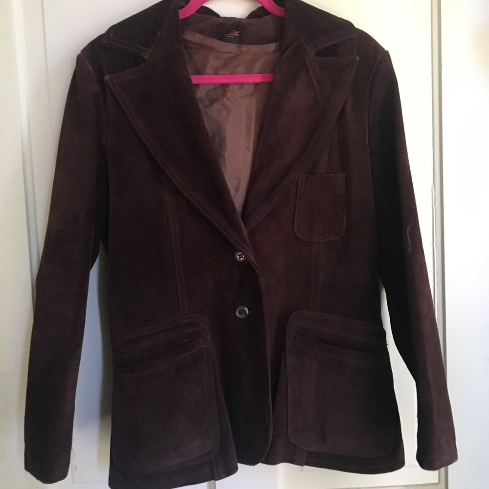 Vintage genuine leather suede blazer coat