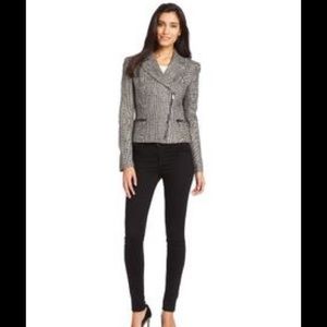 Anne Klein Asymmetrical Front-zip Tweed jacket