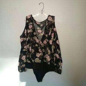 Cold Shoulder Floral Bodysuit