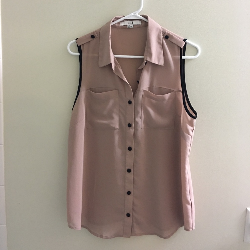 Tan Sleeveless Button Down ✨Lowest Price✨