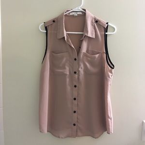 Tan Sleeveless Button Down ✨Lowest Price✨