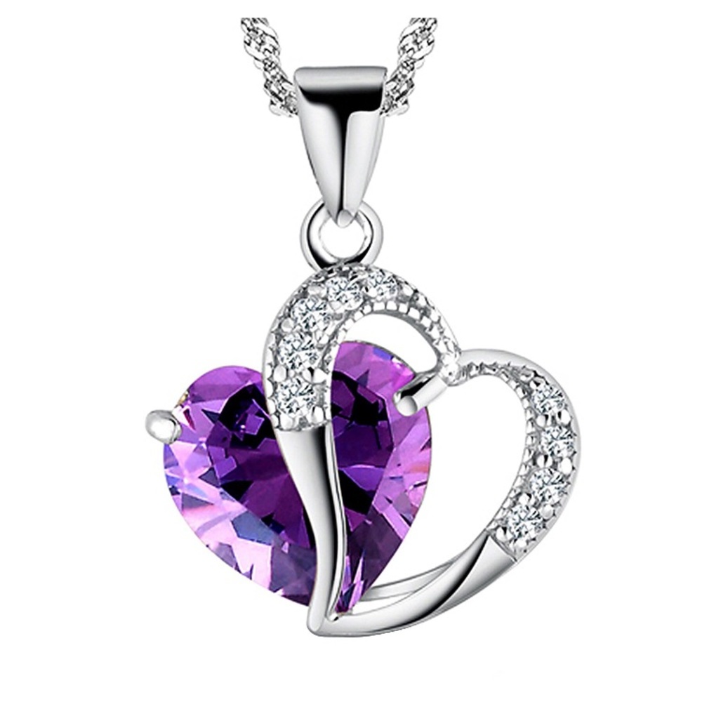 Beautiful sterling silver amethyst heart necklace