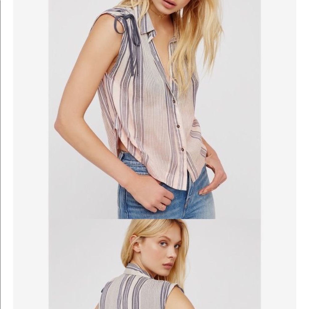 Free people ombre baby blues button up blouse