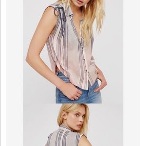 Free people ombre baby blues button up blouse