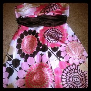 Pink n Chocolate strapless mini dress