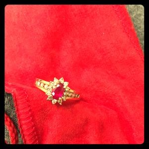 10k Gold Ruby and Diamond ring