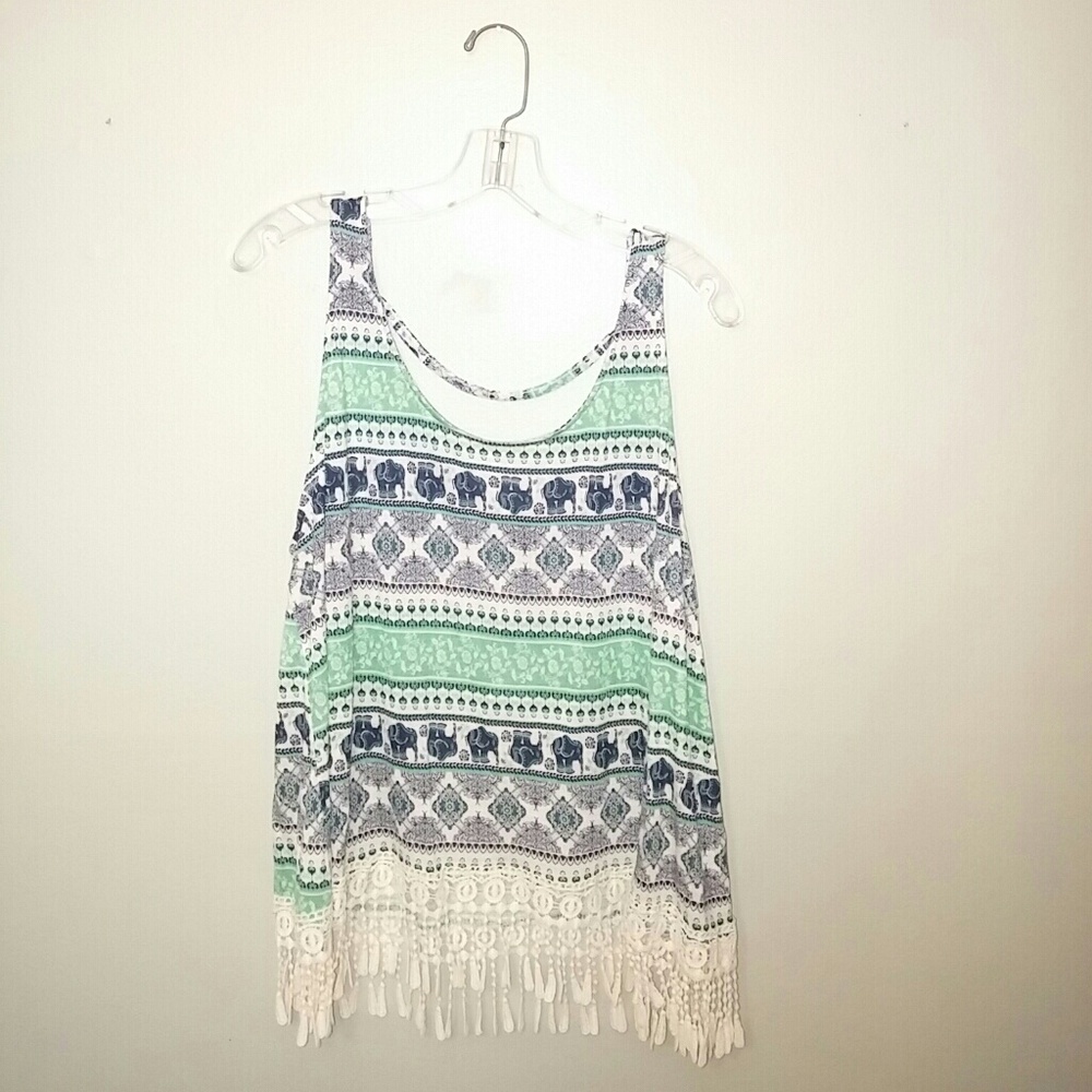 Printed Crochet Tank