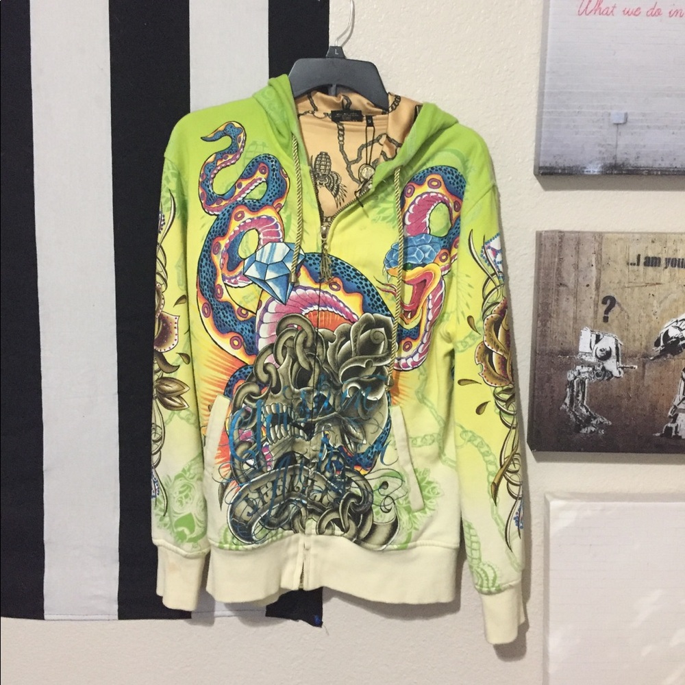 Christian Audigier Mens Small Zip Up Hoodie