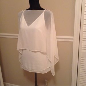 White House Black Market double layer white blouse