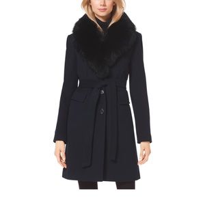Final Sale❄️MICHAEL KORS Black woolFox Fur Coat❄️