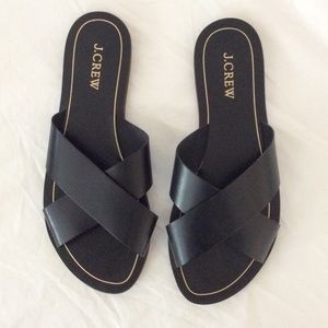 Jcrew black criss-cross strap sandals size 8