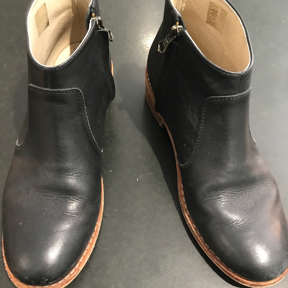Black leather booties