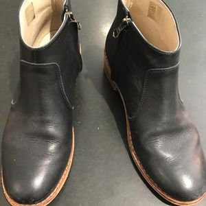 Black leather booties