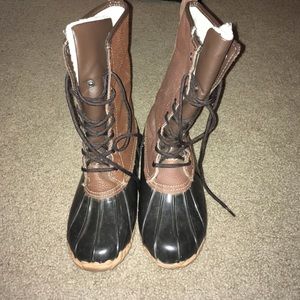 Black and Brown Duck Boots