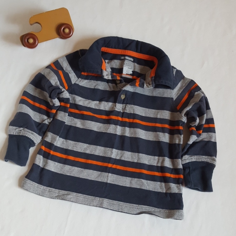 Old Navy Toddler Boys Long Sleeve Polo EUC