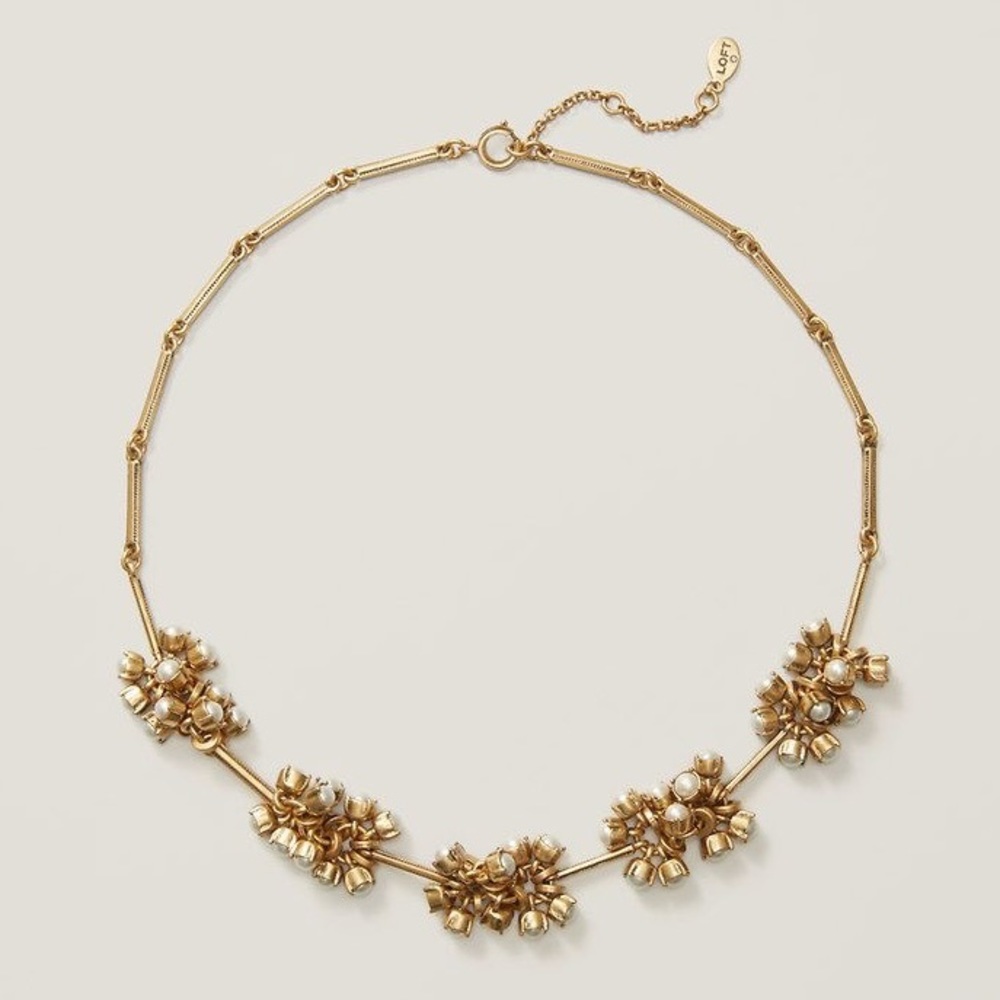 LOFT Gold Pearl Cluster Chocker Necklace