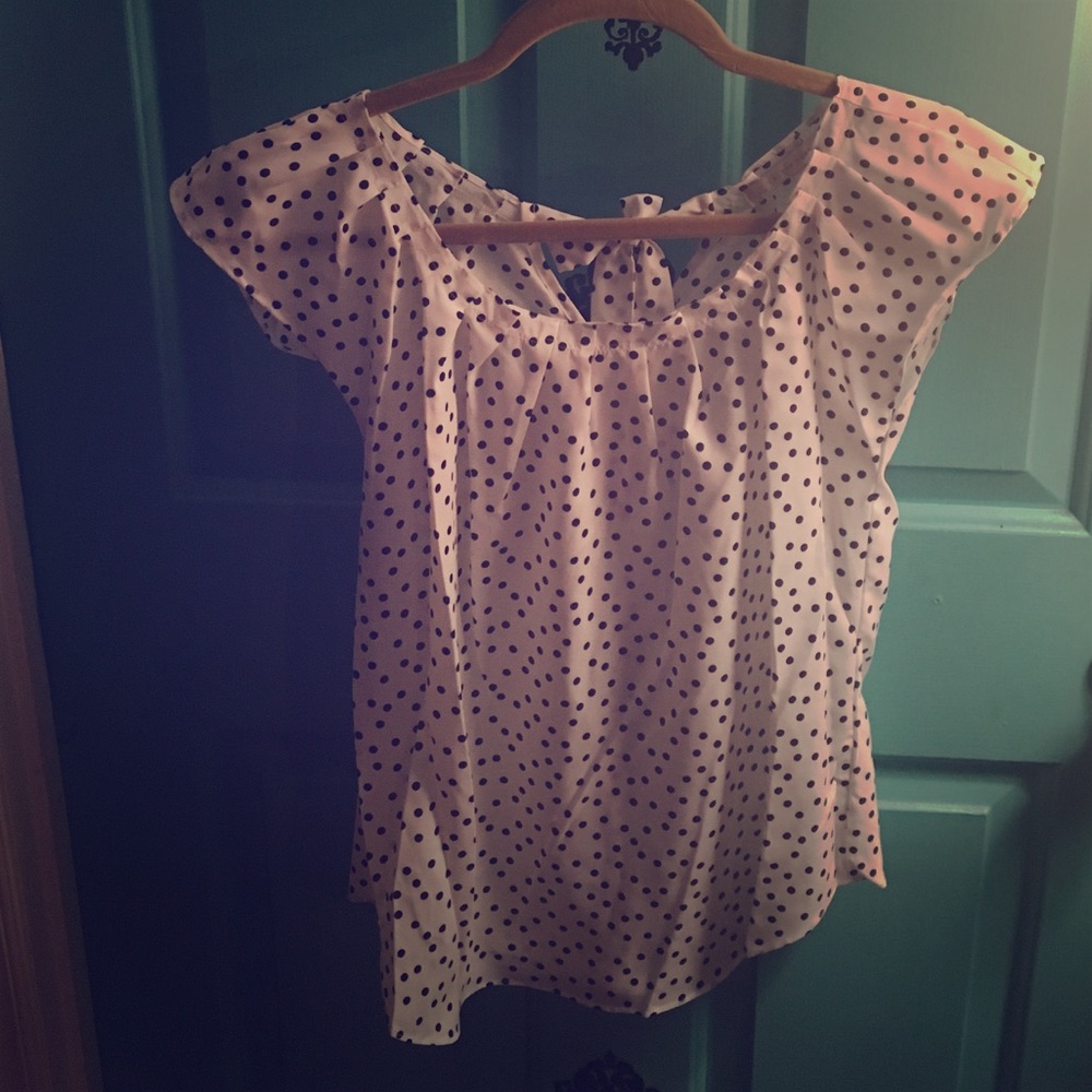 Polka dot silky blouse with back tie