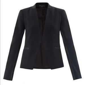 Theory Women's Black Lanai Leather Trimmed Blazer