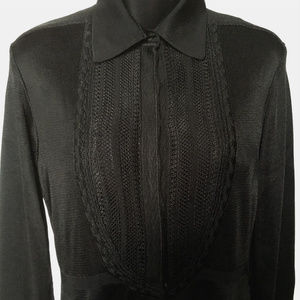 Azzedine Alaia Vintage BLACK Knit Rayon/Viscose Cocktail High Low Midi Dress