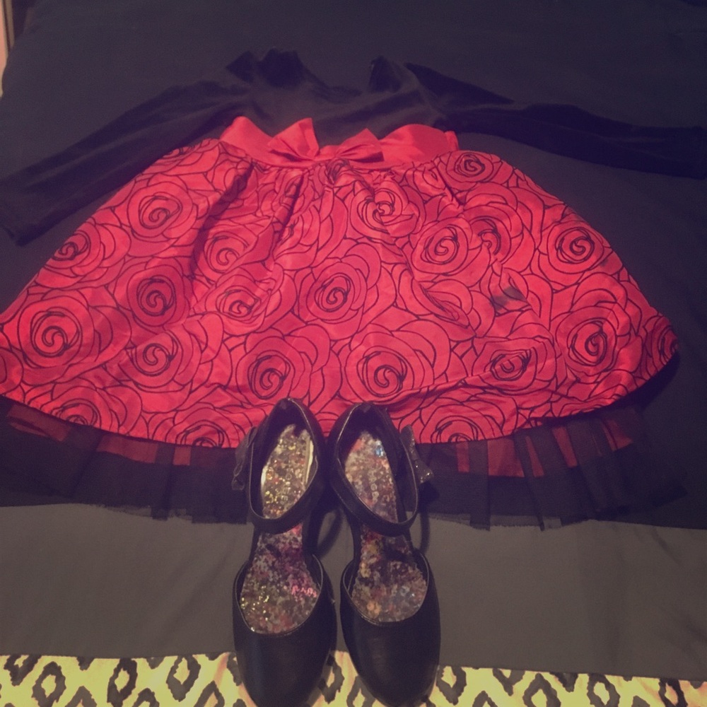 Rosy red velvet children dress