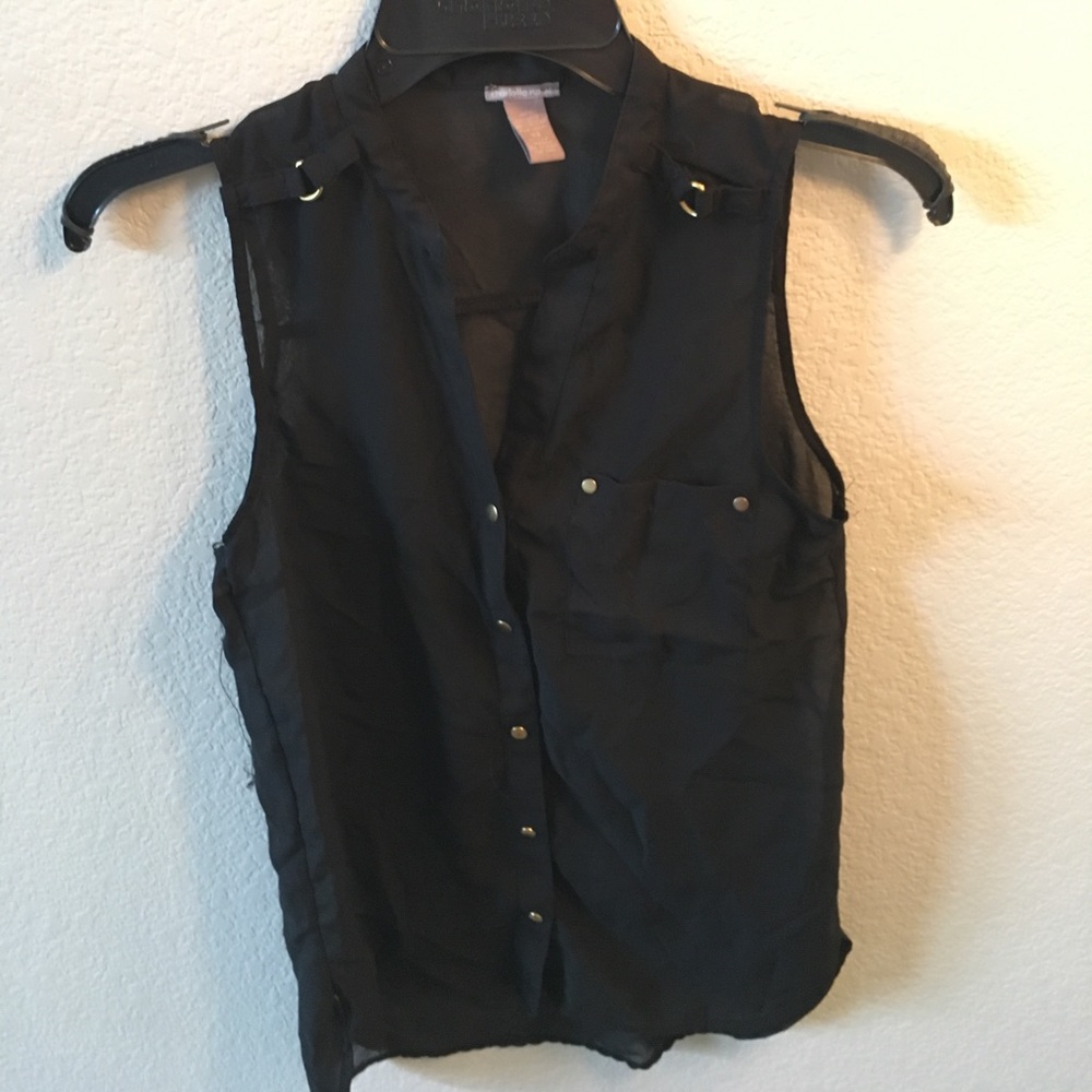 Sheer black button up