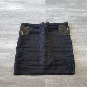 Black Sequined Line Detailed Mini