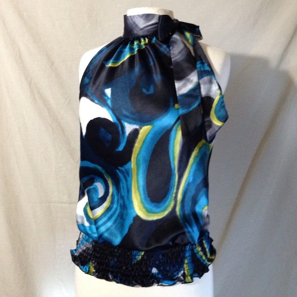 Heart Soul Tops - Heart Soul Satiny Tie to the Side Collar Top