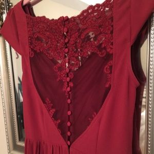 Dark red ASOS lace back evening gown size 2