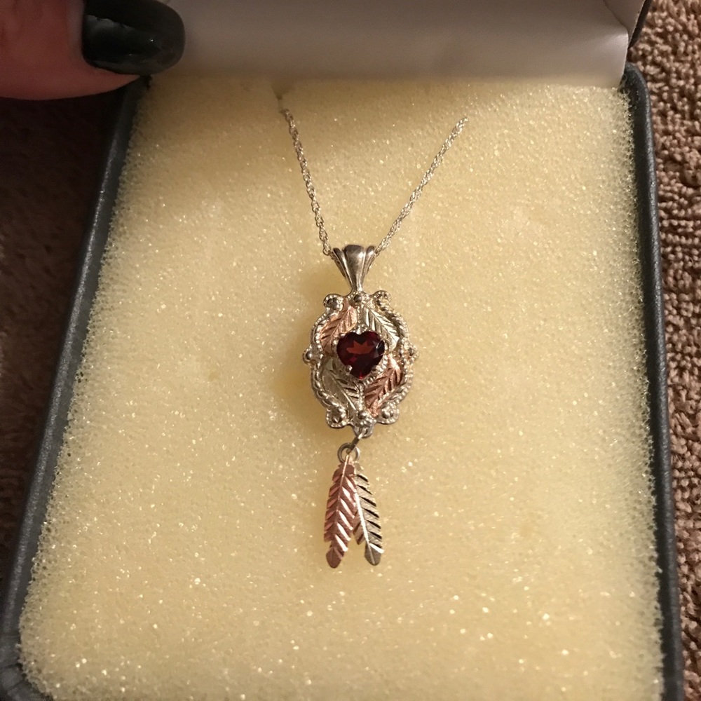 Sterling and rose garnet necklace