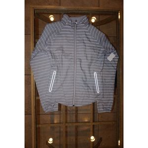 Athleta stripe Jammin' Run Jacket - slate grey