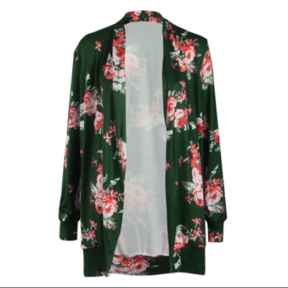 B2G1π Floral Kimono Cardigan Green - Picture 2 of 7